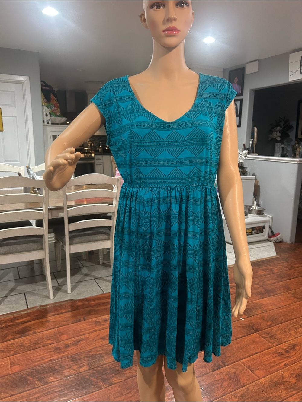 torrid Teal Patterned Short-Sleeve Mini Dress